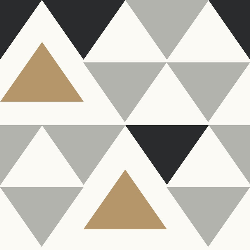 RoomMates RMK9055WP Metallic Gold Geometric Triangle Peel and Stick Wallpaper - Image 1